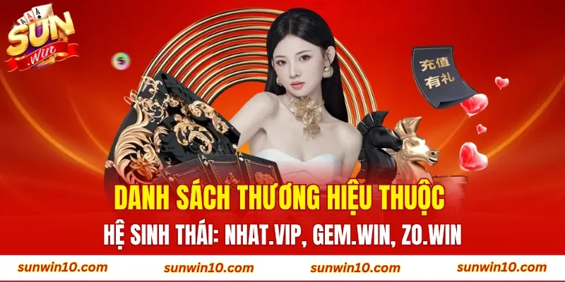 Danh sách thương hiệu thuộc hệ sinh thái: Nhat.vip, Gem.win, Zo.win